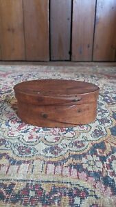 Best Antique Early Country Oval Wood Shaker Fingerlap Pantry Box 5 75 Patina
