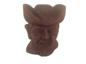 Antique Black Forest Carving Hardwood Hand Carved Wooden Head Man Smoking C1900