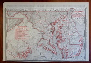 Maryland Delaware Washington D C 1901 Rand Mcnally Large Transportation Map