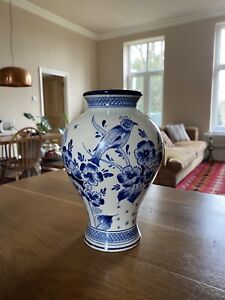 Antique Delft Ceramic Vase Dutch 21cm X 14cm Medium