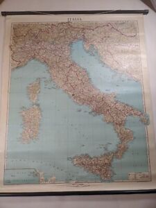 Vtg 1977 Italy Roll Up General Reference Map Instituto Geografico De Agostini