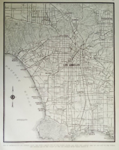 Nice Vintage 1942 World War Wwii Era Atlas City Map Los Angeles California Ca