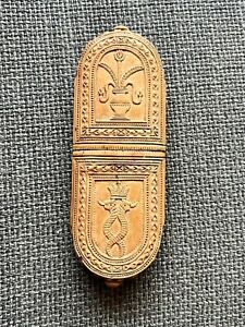 Antique Figural Wooden Needle Case Circa 1820 Rare Wonderful