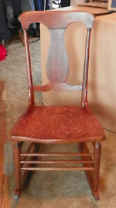Quartersawn Oak T Back Sewing Rocker Rocking Chair R59 