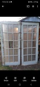 60x90 X1 75 Pair Antique Vintage 15 Pane French Double White Wooden Doors
