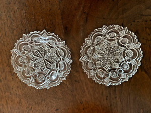 Two Antique Heavy Brilliant Cut Glass Butter Pat Dishes Nice For Trinket Dishes