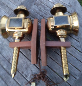 Large 19 Pair Of Fancy Brass Carriage Lantern Light Sconce Porch Wall Mount