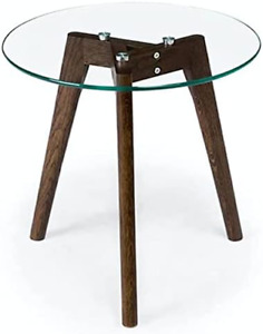 Triskele End Table Walnut Minimalist Round Coffee Table Mid Century Side Table