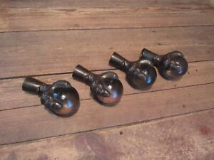 Antique Lot Of 4 Large 3 Glass Ball Cast Iron Claw Foot Feet 6 Table Legs