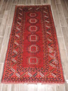 4x7ft Handmade Turkoman Beshir Ersari Wool Rug