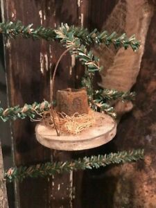 Primitive Lantern Ornaments Early Look Candle Light Feather Tree Cream Paint
