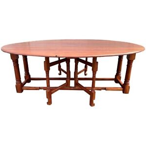 Cherry European Style Oval Gateleg Table With Hand Planed Top