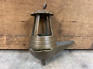 Antique Metal Bronze Brass Iron Hanging Oil Lamp Burner Ribbed Top