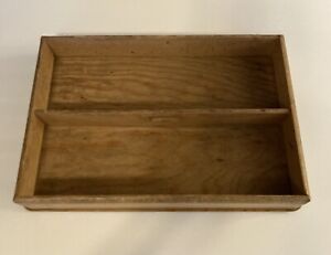 Vintage Curved Dovetailed Divided Wood Box Tools Knives Sewing Organizer
