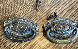 Antique Brass Drawer Pulls Victorian Single Screw Bail Pull 2 1 2 X 1 1 2 