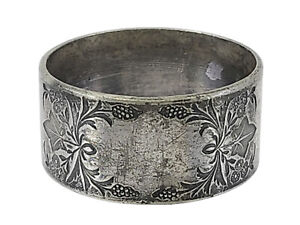 Antique Silver Plate Scroll Floral Design 18 5 Mm Napkin Ring 