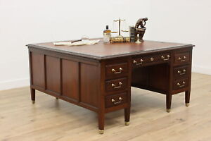 Mahogany Antique Traditional Office Or Library Partner Desk 48538