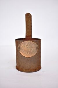Antique Iron Grain Measure Measurement Paili Pot Scoop Scale With Brass Mark F6