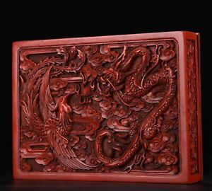 6 7 Jewelry Box Vintage Dragon Phoenix Carved Japanese Lacquerware Box Rare