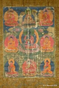 Tibetan Thangka Bodhisattvas 8 Great Rare Antique 18th Century Or Earlier 
