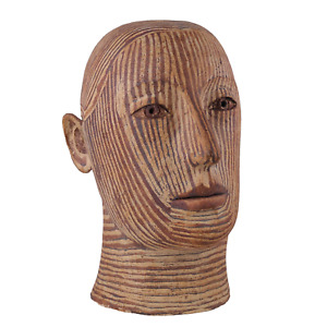 Tribal Art Male Bust Tanzania Pottery Man H30cm Mid Century