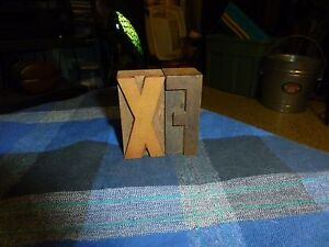 Antique Wood Carved Printing Press Blocks Set Of 2 Letters Fx 2 1 2 Tall