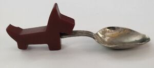 Vintage Bakelite Scottie Dog Baby Feedinh Spoon By National Silver Epns