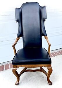 1960 S By Drexel Tall Ergonomic Wingback Leather Accent Chair