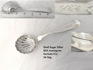 Beautiful Estate Mid 19c Gorham Coin Silver Shell Shape Sugar Sifter Spoon