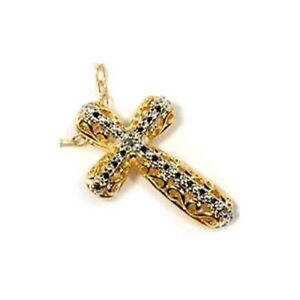 Handcut Diamond Cross Pendant 18kt Gold On Silver Ancient Greek Tears Of Gods