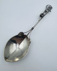 Whiting Antique Sterling Silver Aesthetic Flower Serving Spoon 10 