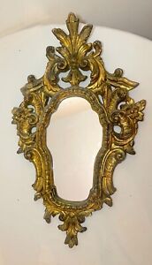 Antique Ornate 1800 S Victorian Italy Carved Gilt Wood Ornate Wall Mirror Frame
