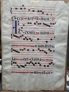 16th Century Antiphonal Music Manuscript On Vellum 32 23 Double Sided 1 Page