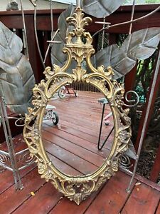 Vtg Mcm Style Turner Large Ornate Gold Tone Wall Mirror Frame Hollywood Regency
