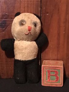 Antique Primitive Folky Folk Art Hand Made Stitched 6 Toy Stuffed Bear Aafa