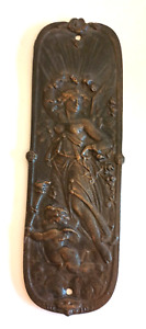 Cast Iron Push Plate Door Handle Cherub Lady Nouveau Angel Repro