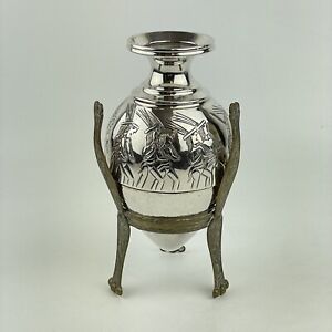 Vintage Solid Sterling Silver Lalaounis Urn Vase On Brass Stand 17cm