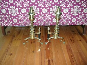 Harvin Va Metalcrafters Brass Federal Style Tall Andirons Gas Fireplaces