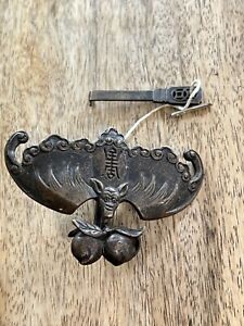 Vintage Old Old Chinese Handmade Work Bat Lock Key