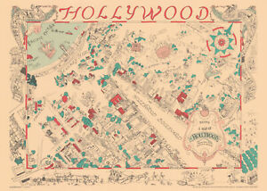 Being A Map Of Hollywood From The Best Surveys Of The Time Grieve 1926 1960s 