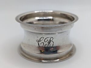 Antique English Sterling Silver Napkin Ring Cb Initials Engraving Dated 1918