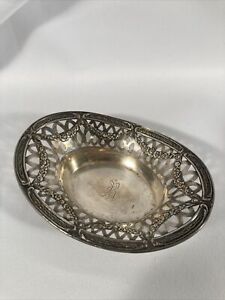 Small Sterling Silver Nut Dish Lace Repose Inscribed R 3 5 17 8 Grams