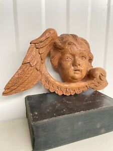 Beautiful Angel Putti Carved In Wood Nr5