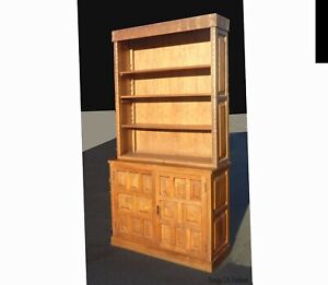 Vintage Mid Century Modern Teak Bookcase Storage Cabinet W Shelves Spanish Style