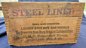 Reminton Umc 12ga Dovetail Box Crate Wood Nitro Club Steel Lined Shotgun Ammo