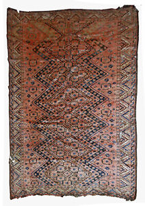 Handmade Antique Uzbek Beshir Rug 5 7 X 7 7 174cm X 275cm 1900s 1b534