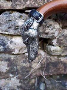 Pewter Greyhound Whippet Lurcher Tipped Collectors Crook Walking Stick