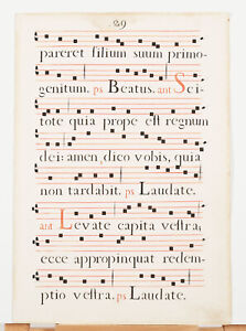 17th Century Antiphonal Music Two Sided Vellum Manuscript 18 12 Pages 29 30