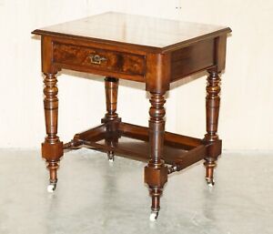 Stunning Antique Victorian Mahogany Burr Walnut Centre Table Or Small Desk