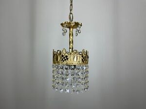 Antique Vintage Brass Crystals Gold Chandeliers French Lamp Lighting